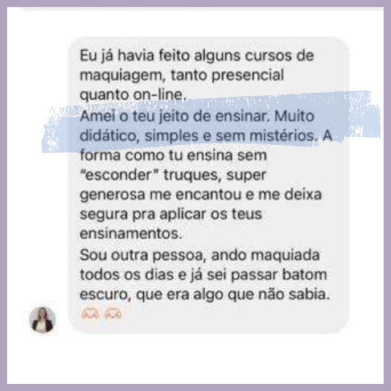 Depoimento de aluna sobre a automaquiagem